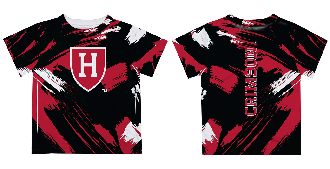 Harvard Crimson Vive La Fete Boys Game Day Black Short Sleeve Tee Paint Brush