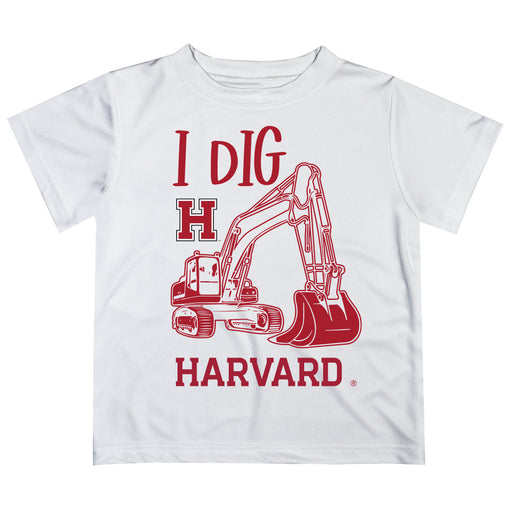 Harvard Crimson Vive La Fete Excavator Boys Game Day White Short Sleeve Tee