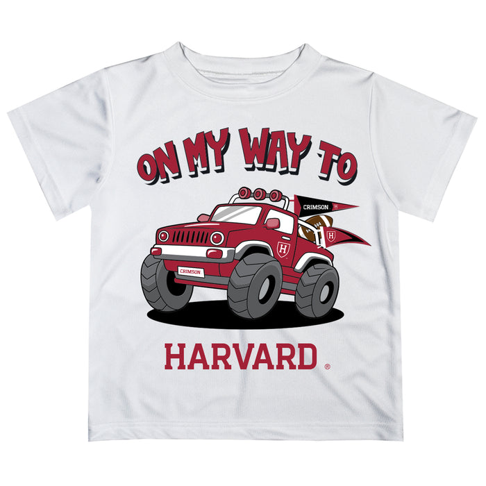 Harvard Crimson Vive La Fete Monster Truck Boys Game Day White Short Sleeve Tee