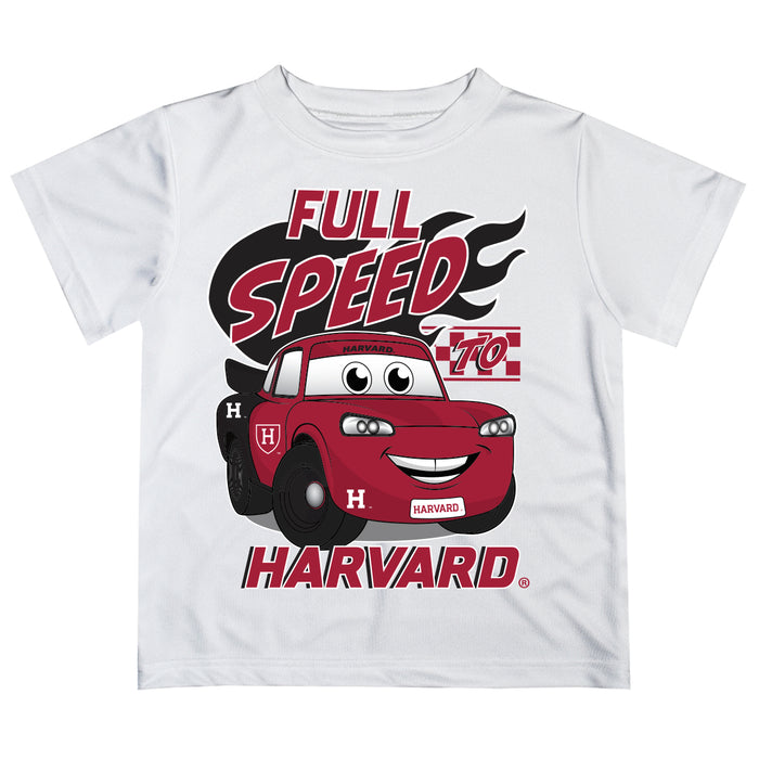 Harvard Crimson Vive La Fete Toy Racing Car Boys Game Day White Short Sleeve Tee