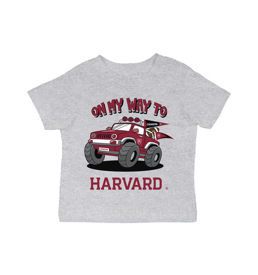 Harvard Crimson Vive La Fete On My Way Monster Truck Heather Grey Cotton Short Sleeve Tee