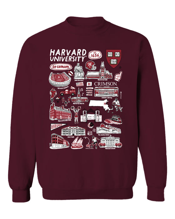 Harvard Crimson Vive La Fete Impressions Red Cotton Crewneck Sweatshirt for Women