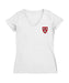 Harvard Crimson Hand Sketched Vive La Fete Impressions Artwork White Women Cotton Short Sleeve V-Neck Tshirt