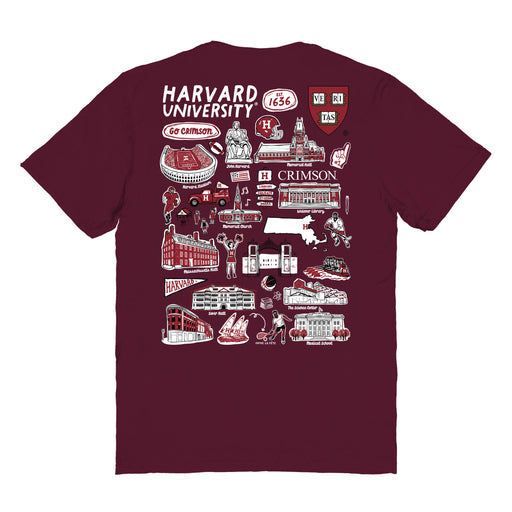 Harvard Crimson Vive La Fete Impressions Artwork Red Womens Cotton Tshirt - Vive La Fête - Online Apparel Store