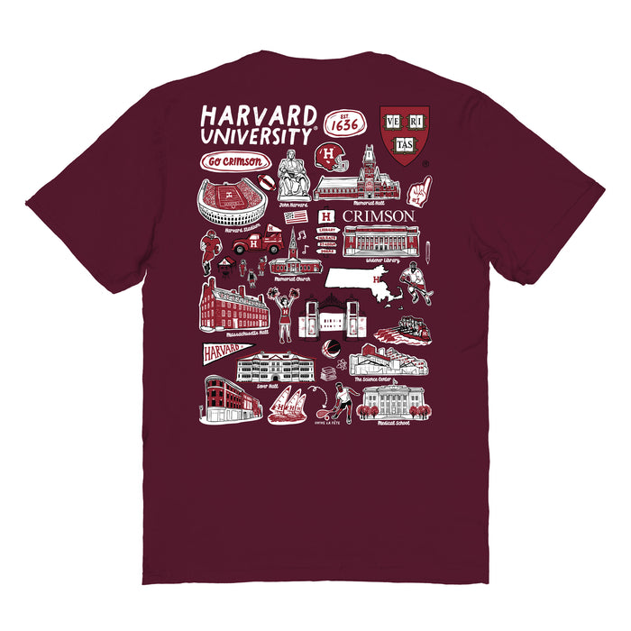 Harvard Crimson Vive La Fete Impressions Artwork Red Womens Cotton Tshirt - Vive La Fête - Online Apparel Store