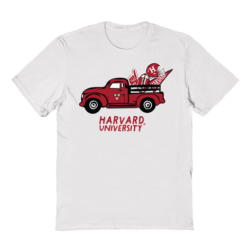 Harvard Crimson Hand Sketched Vive La Fete Impressions Truck White T-shirt for Women
