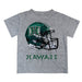 Hawaii Rainbow Warriors Original Dripping Football Helmet Heather Gray T-Shirt by Vive La Fete