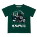 Hawaii Rainbow Warriors Original Dripping Football Helmet Green T-Shirt by Vive La Fete