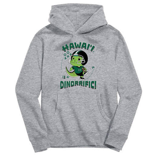Hawaii Rainbow Warriors Dinorrific Heather Grey Cotton Youth Hoodie