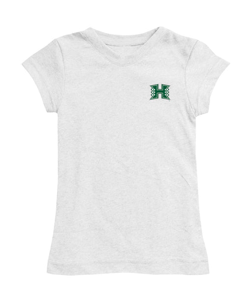 Hawaii Rainbow Warriors Hand Sketched Vive La Fete Impressions Artwork White Girls Cotton Short Sleeve Tee