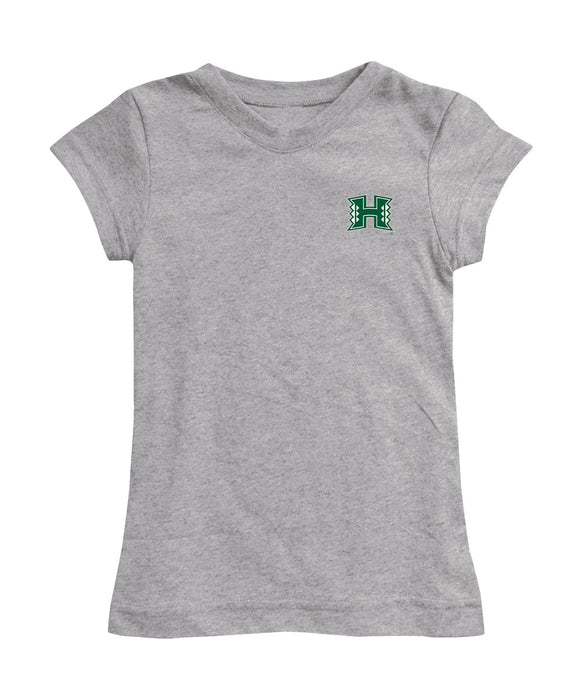 Hawaii Rainbow Warriors Hand Sketched Vive La Fete Impressions Artwork Grey Girls Cotton Short Sleeve Tee