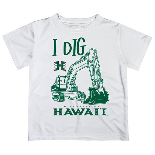 Hawaii Rainbow Warriors Vive La Fete Excavator Boys Game Day White Short Sleeve Tee