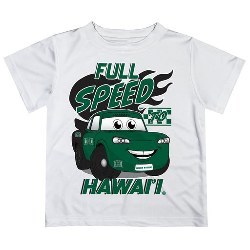 Hawaii Rainbow Warriors Vive La Fete Toy Racing Car Boys Game Day White Short Sleeve Tee