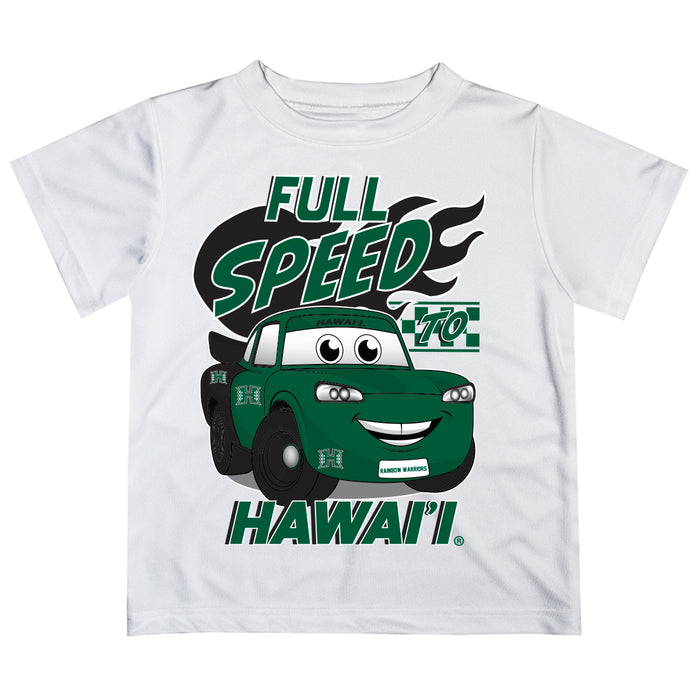 Hawaii Rainbow Warriors Vive La Fete Toy Racing Car Boys Game Day White Short Sleeve Tee