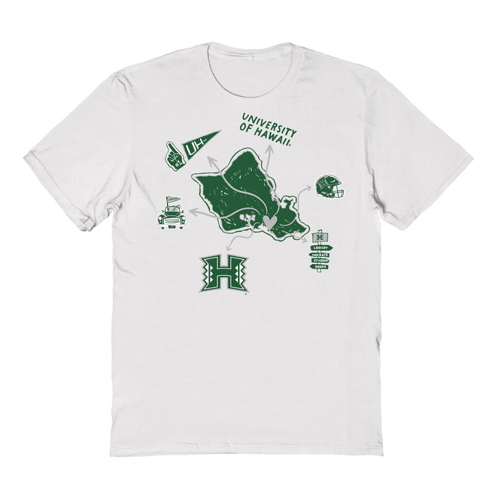 Hawaii Rainbow Warriors Hand Sketched Vive La Fete Impressions Icones Kids White T-shirt