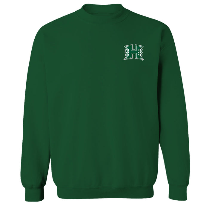 Hawaii Rainbow Warriors Hand Sketched Vive La Fete Impressions Artwork Green Crew Neck Sweatshirt for Women