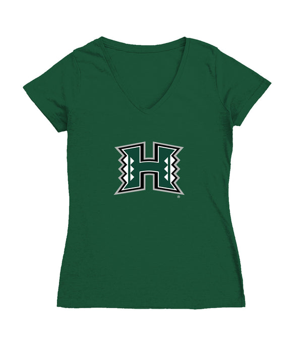Hawaii Rainbow Warriors Women's V-neck Fitted Cotton T-Shirt
