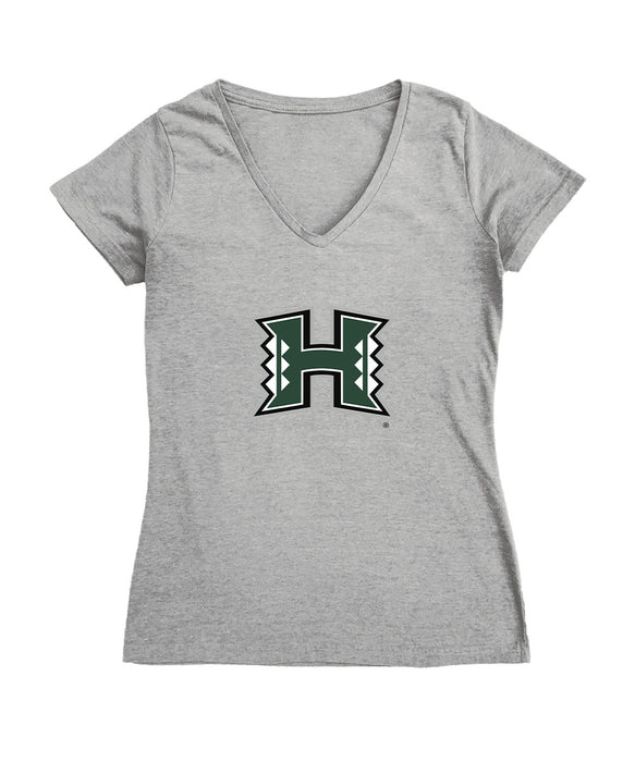 Hawaii Rainbow Warriors Women's V-neck Fitted Cotton T-Shirt