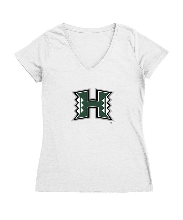 Hawaii Rainbow Warriors Women's V-neck Fitted Cotton T-Shirt