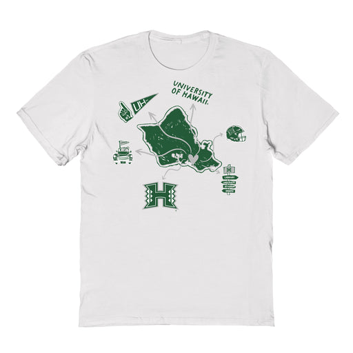 Hawaii Rainbow Warriors Hand Sketched Vive La Fete Impressions Icones White T-shirt for Women