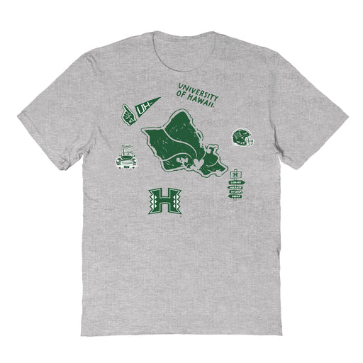 Hawaii Rainbow Warriors Hand Sketched Vive La Fete Impressions Icones Grey T-shirt for Women