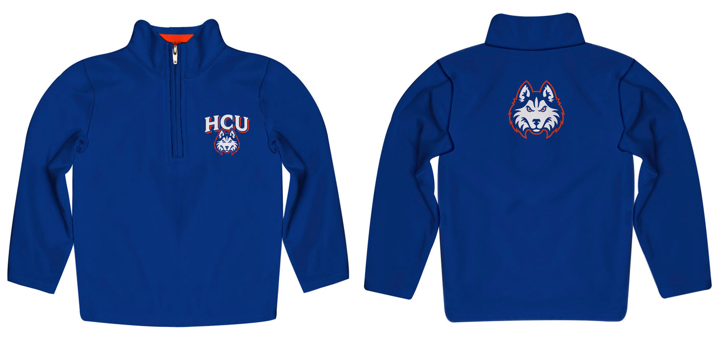 HCU Houston Christian Huskies Vive La Fete Game Day Solid Blue Quarter Zip Pullover Sleeves - Vive La Fête - Online Apparel Store