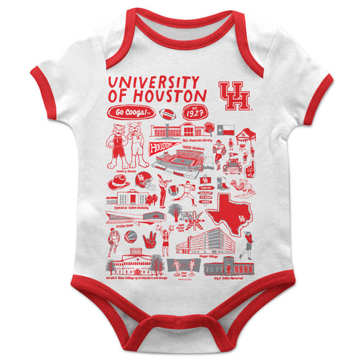 University of Houston Cougars Hand Sketched Vive La Fete Impressions Artwork Infant White Short Sleeve Onesie Bodysuit