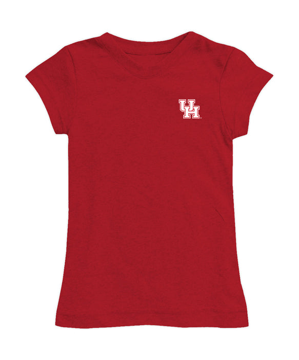 University of Houston Cougars Hand Sketched Vive La Fete Impressions Artwork Red Girls Cotton Short Sleeve Tee
