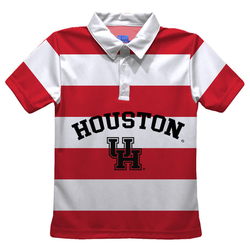 University of Houston Cougars Stripes Short Sleeve Polo Box Shirt Red and White - Vive La Fête - Online Apparel Store