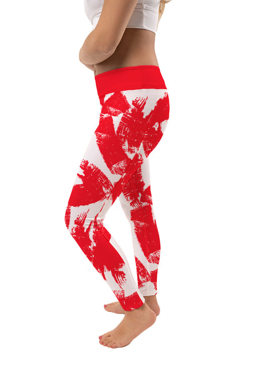 University of Houston Cougars Vive La Fete Paint Brush Logo on Waist Women Red Yoga Leggings - Vive La Fête - Online Apparel Store