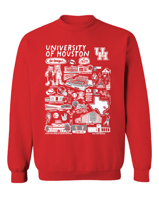 University of Houston Cougars Vive La Fete Impressions Red Cotton Crewneck Sweatshirt for Women
