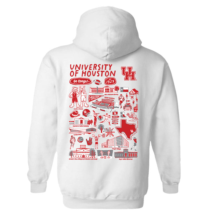 University of Houston Cougars Hand Sketched Artwork Cotton Fleece Women Hoodie - Vive La Fête - Online Apparel Store