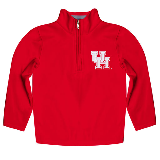 Houston Cougars Vive La Fete Logo and Mascot Name Womens Red Quarter Zip Pullover
