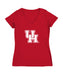 Houston Cougars Women's V-neck Fitted Cotton T-Shirt Red