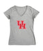 Houston Cougars Women's V-neck Fitted Cotton T-Shirt Grey