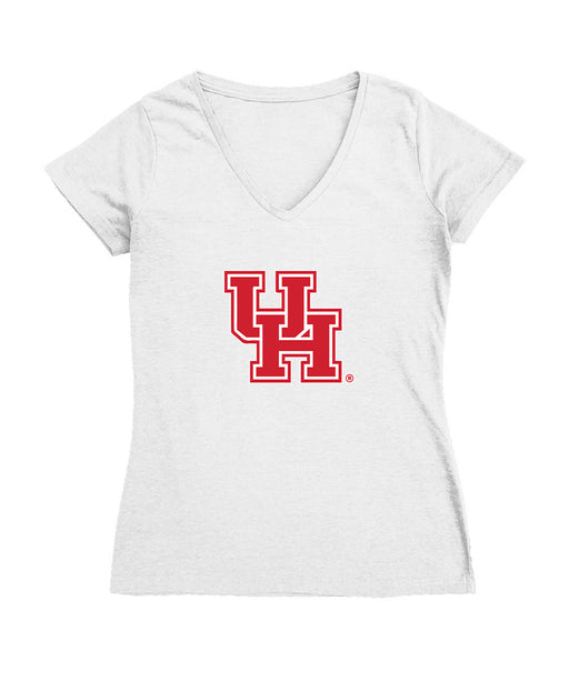 Houston Cougars Women's V-neck Fitted Cotton T-Shirt White