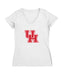Houston Cougars Women's V-neck Fitted Cotton T-Shirt White