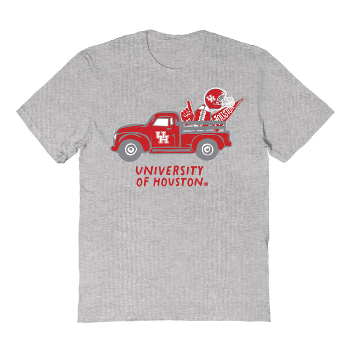 University of Houston Cougars Hand Sketched Vive La Fete Impressions Truck Grey T-shirt for Women