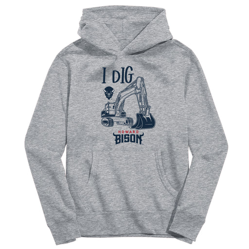 Howard University Bison Excavator Heather Grey Cotton Youth Hoodie