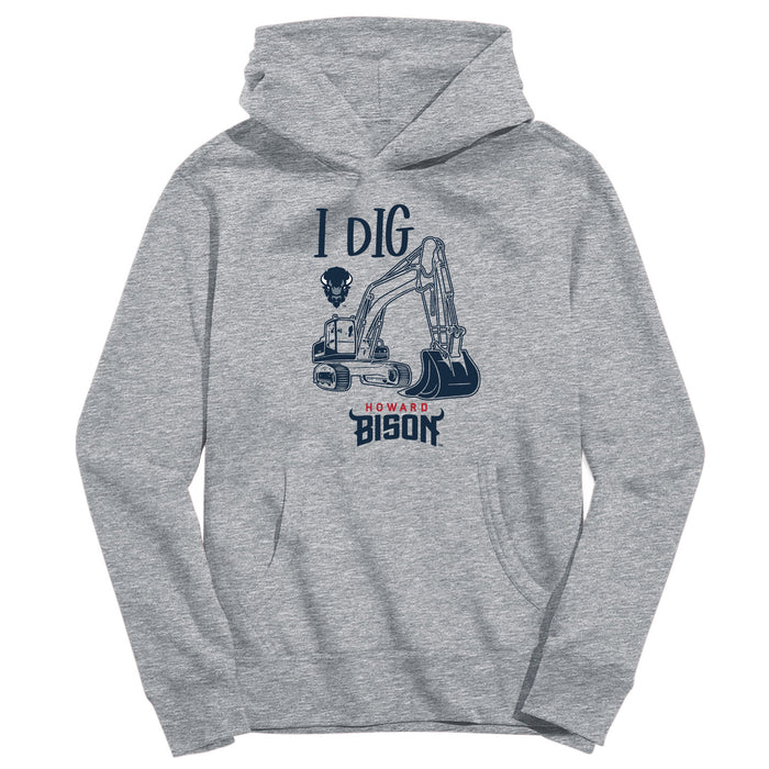 Howard University Bison Excavator Heather Grey Cotton Youth Hoodie