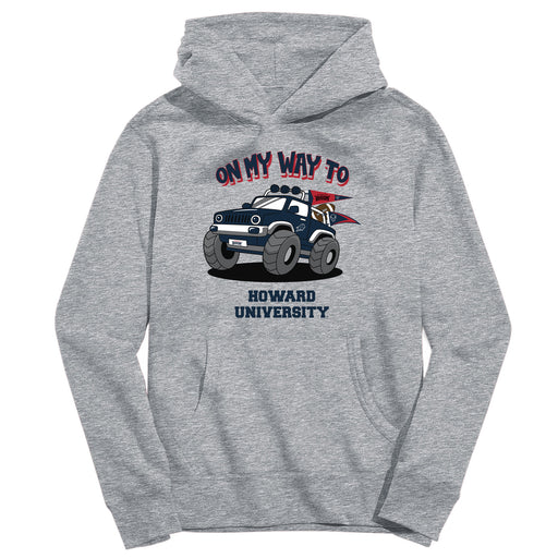 Howard University Bison On My Way Monster Truck Heather Grey Cotton Youth Hoodie