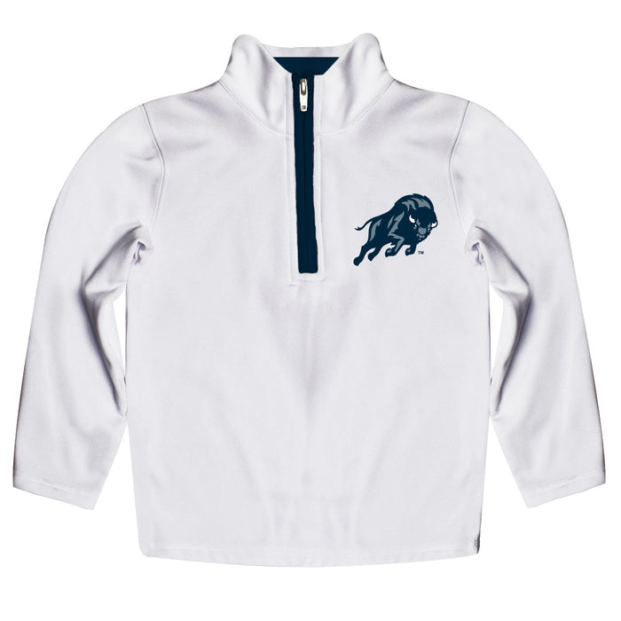 Howard University Bison Hand Sketched Vive La Fete Impressions Artwork  White Quarter Zip Pullover V1