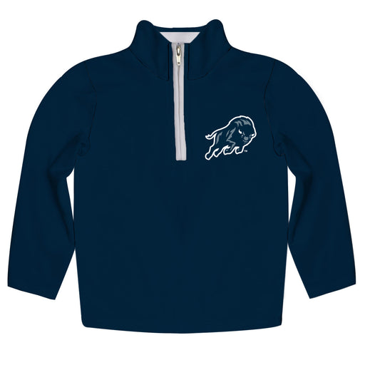 Howard University Bison Hand Sketched Vive La Fete Impressions Artwork  Blue Quarter Zip Pullover V1