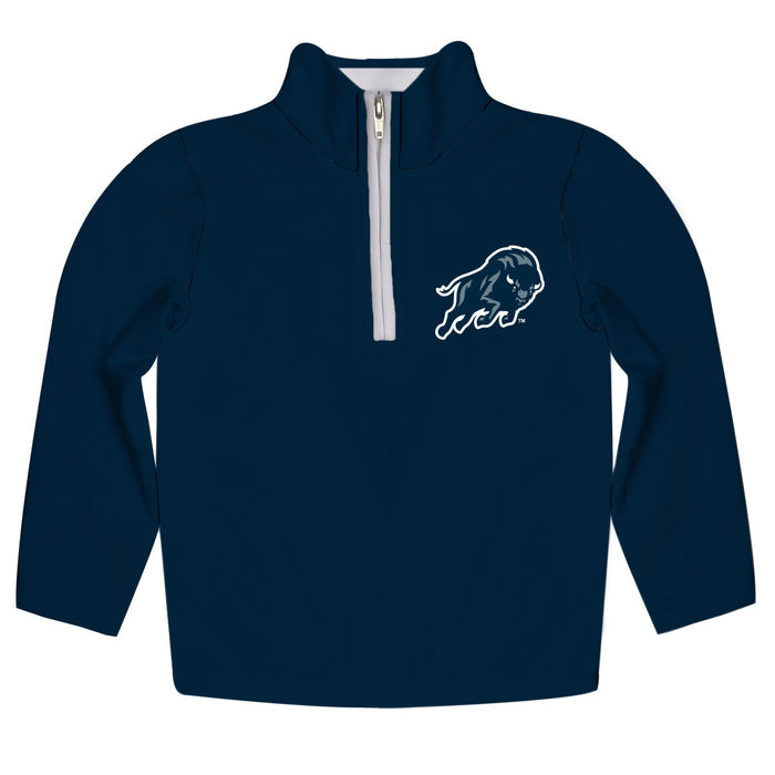 Howard University Bison Hand Sketched Vive La Fete Impressions Artwork  Blue Quarter Zip Pullover V1