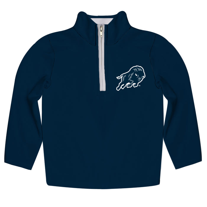 Howard University Bison Hand Sketched Vive La Fete Impressions Artwork  Blue Quarter Zip Pullover V1