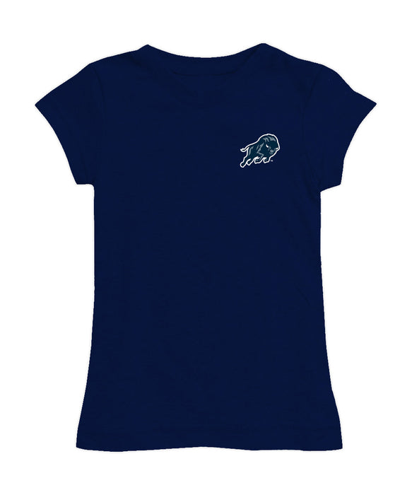 Howard University Bison Hand Sketched Vive La Fete Impressions Artwork Navy Girls Cotton Short Sleeve Tee