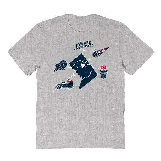 Howard University Bison Hand Sketched Vive La Fete Impressions Icones Kids Grey T-shirt