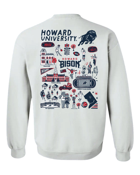 Howard University Bison Hand Sketched Artwork Navy Crewneck Sweatshirt for Women - Vive La Fête - Online Apparel Store