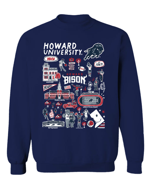 Howard University Bison Vive La Fete Impressions Navy Cotton Crewneck Sweatshirt for Women