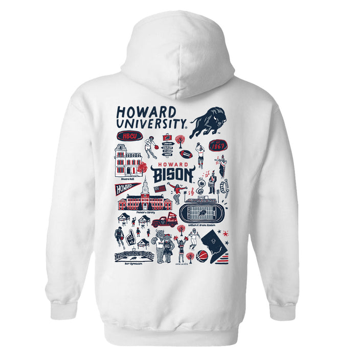 Howard University Bison Hand Sketched Artwork Cotton Fleece Women Hoodie - Vive La Fête - Online Apparel Store